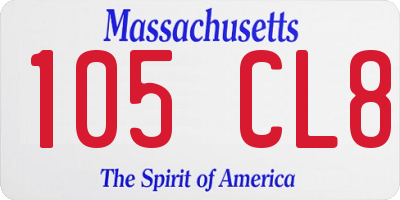 MA license plate 105CL8