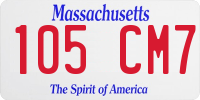MA license plate 105CM7