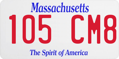 MA license plate 105CM8