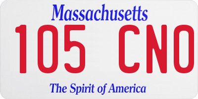 MA license plate 105CN0