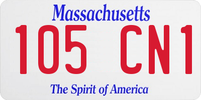 MA license plate 105CN1