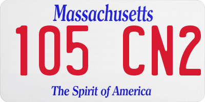 MA license plate 105CN2