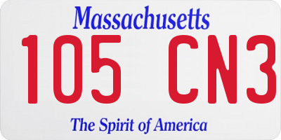 MA license plate 105CN3