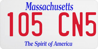 MA license plate 105CN5