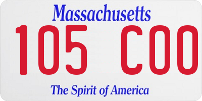 MA license plate 105CO0