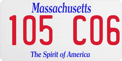 MA license plate 105CO6