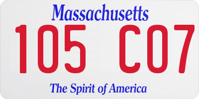 MA license plate 105CO7