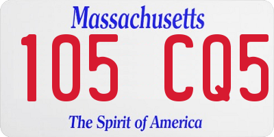 MA license plate 105CQ5