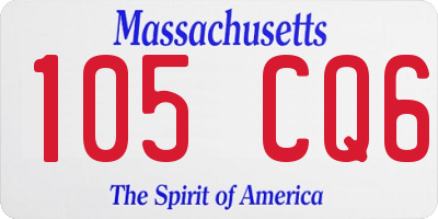 MA license plate 105CQ6