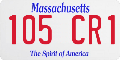 MA license plate 105CR1