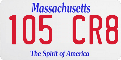 MA license plate 105CR8