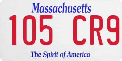 MA license plate 105CR9