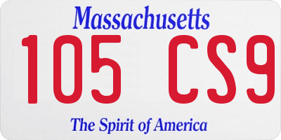 MA license plate 105CS9