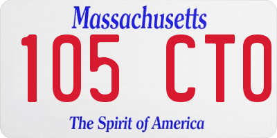 MA license plate 105CT0