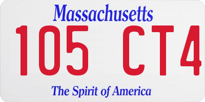 MA license plate 105CT4