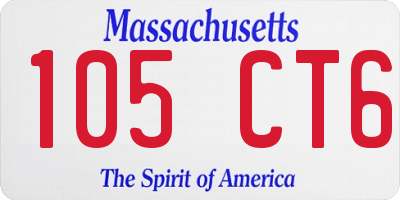 MA license plate 105CT6