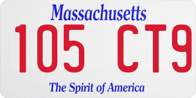 MA license plate 105CT9