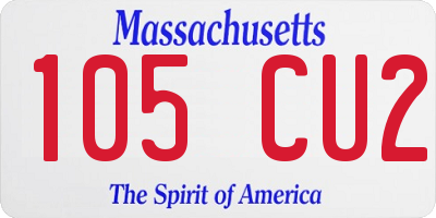 MA license plate 105CU2
