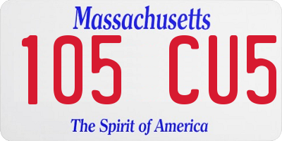 MA license plate 105CU5