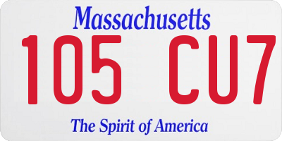 MA license plate 105CU7