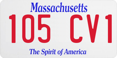 MA license plate 105CV1