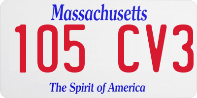 MA license plate 105CV3