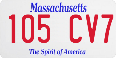 MA license plate 105CV7
