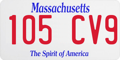 MA license plate 105CV9