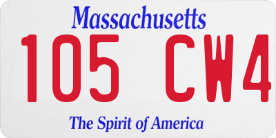 MA license plate 105CW4