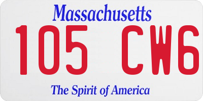 MA license plate 105CW6
