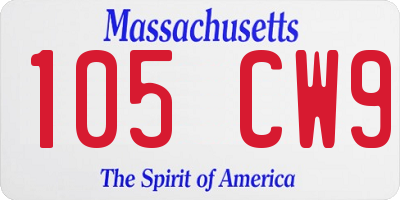 MA license plate 105CW9