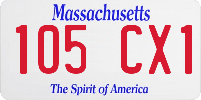 MA license plate 105CX1