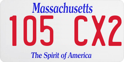 MA license plate 105CX2