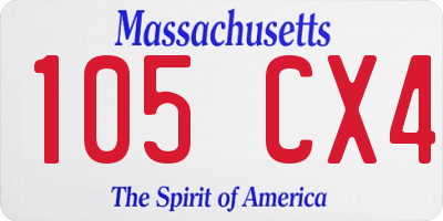 MA license plate 105CX4