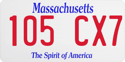 MA license plate 105CX7