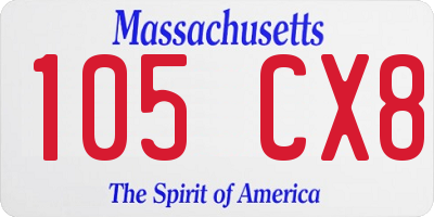 MA license plate 105CX8
