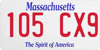 MA license plate 105CX9