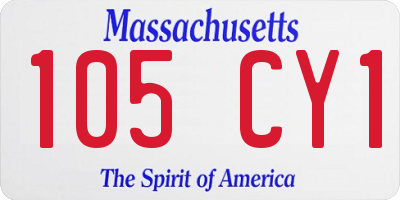 MA license plate 105CY1
