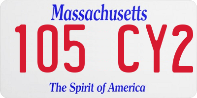 MA license plate 105CY2