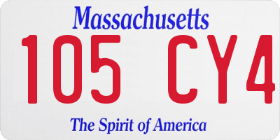 MA license plate 105CY4