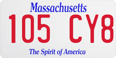 MA license plate 105CY8