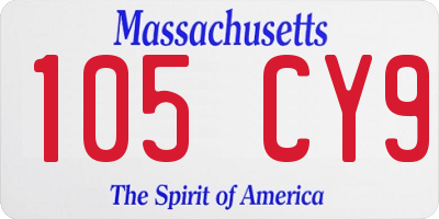 MA license plate 105CY9