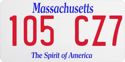 MA license plate 105CZ7