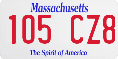 MA license plate 105CZ8
