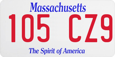 MA license plate 105CZ9