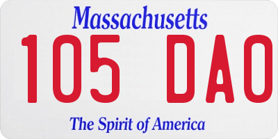 MA license plate 105DA0