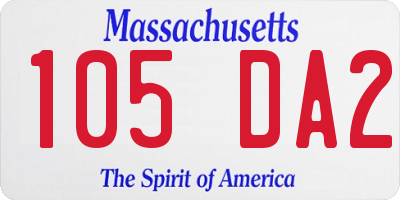 MA license plate 105DA2