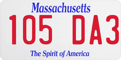 MA license plate 105DA3