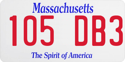 MA license plate 105DB3