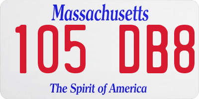 MA license plate 105DB8